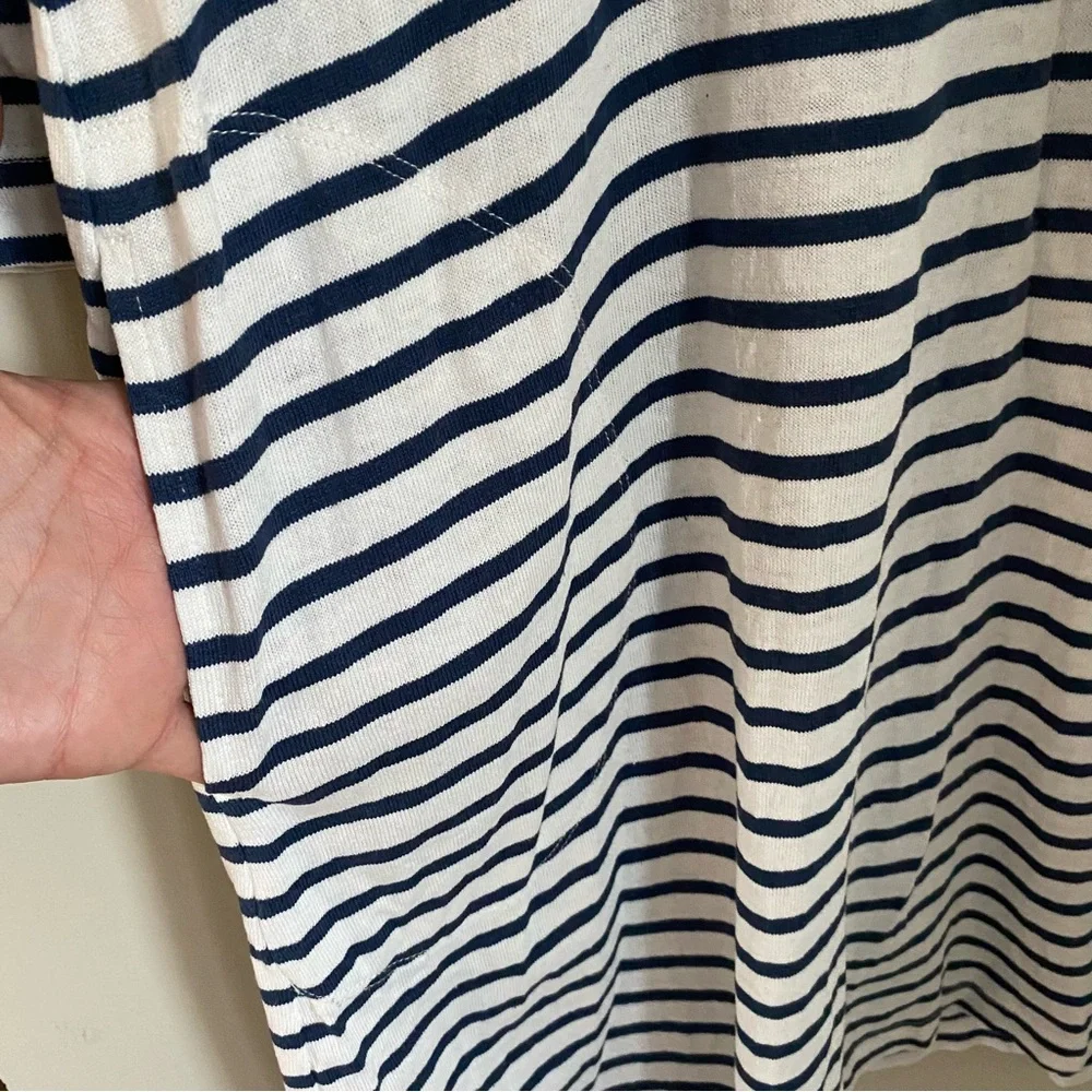 Two Danes Hemp Cotton Striped Blue & White Coastal Dress Size XS Cottagecore - Picture 6 of 11